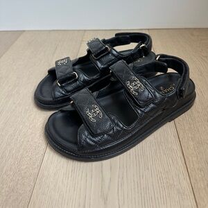 Chanel Dad sandals, leather, size 37 *AUTHENTIC*